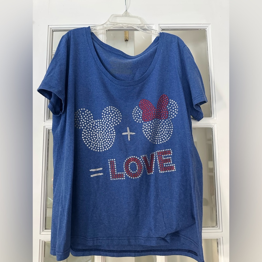 Disney Blue T-Shirt with Mickey and Minnie Love Design